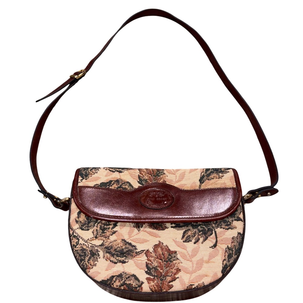 Vintage Tapestry Floral Shoulder Bag Cottagecore Women Brown Gold Coast